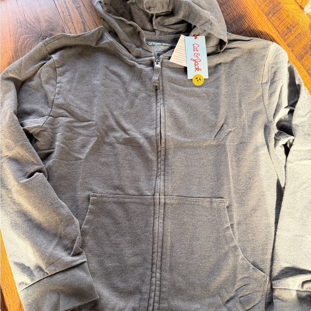 Gray Zip-Up Hoodie new Cat & Jack kids XXL 16/18 clearance sale